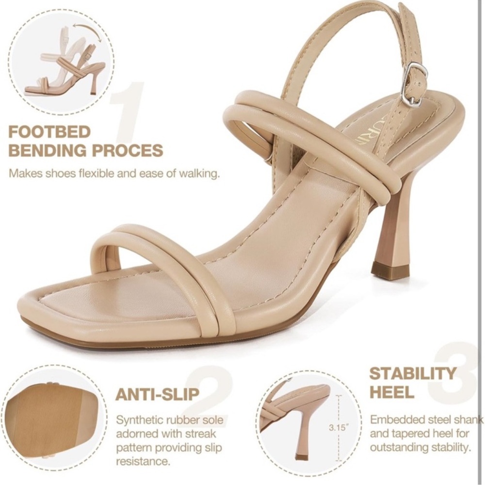 Chic Beige Strappy Heels - Picture 2 of 3